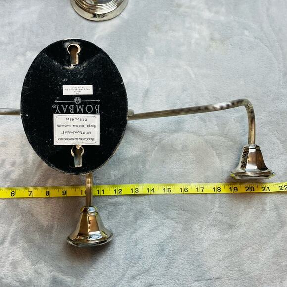 Vintage Bombay Co Candlestick Silver Tone Double Arm Candle Wall Sconce Regency - Picture 5 of 6